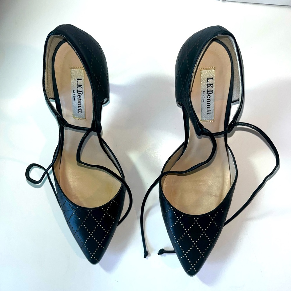 L.k.Bennett Black Leather Lace Up Pump, size 39